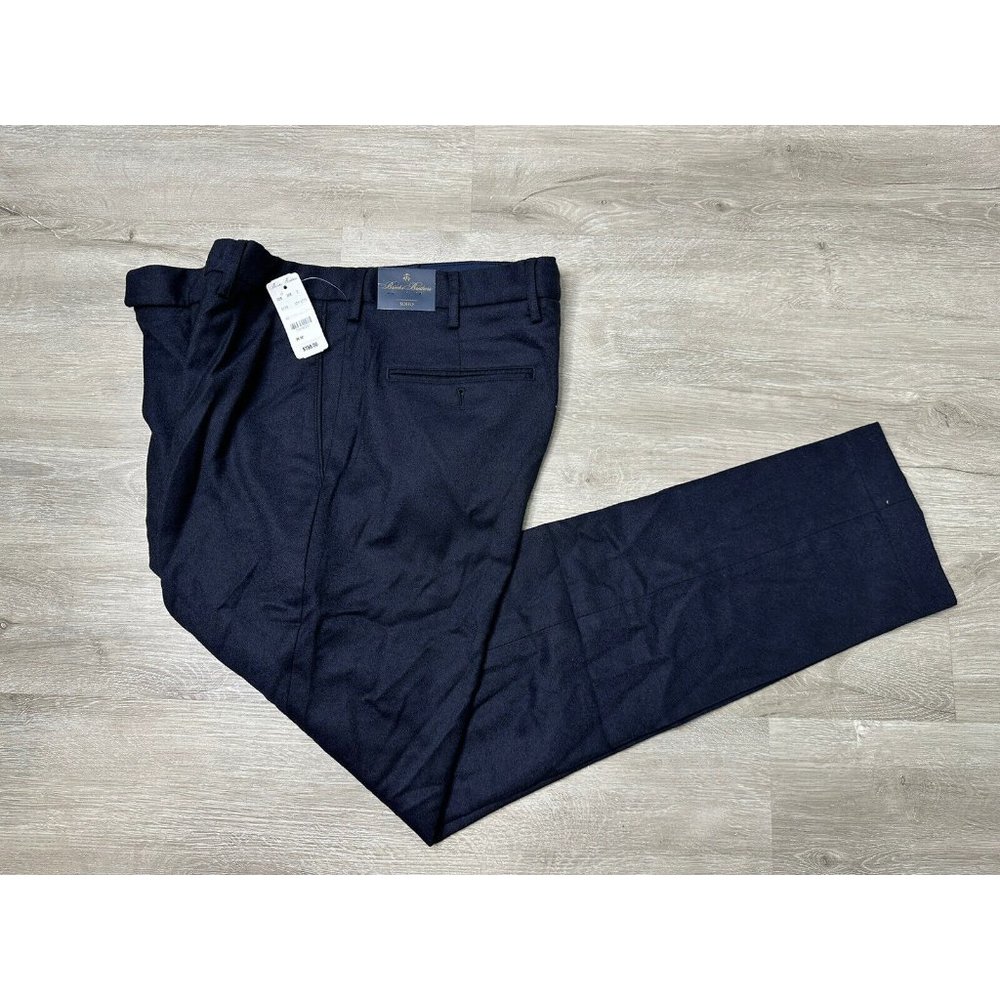 New Brooks Brothers Flat Front Soho Fit Wool Dress Blue Pants 36/32